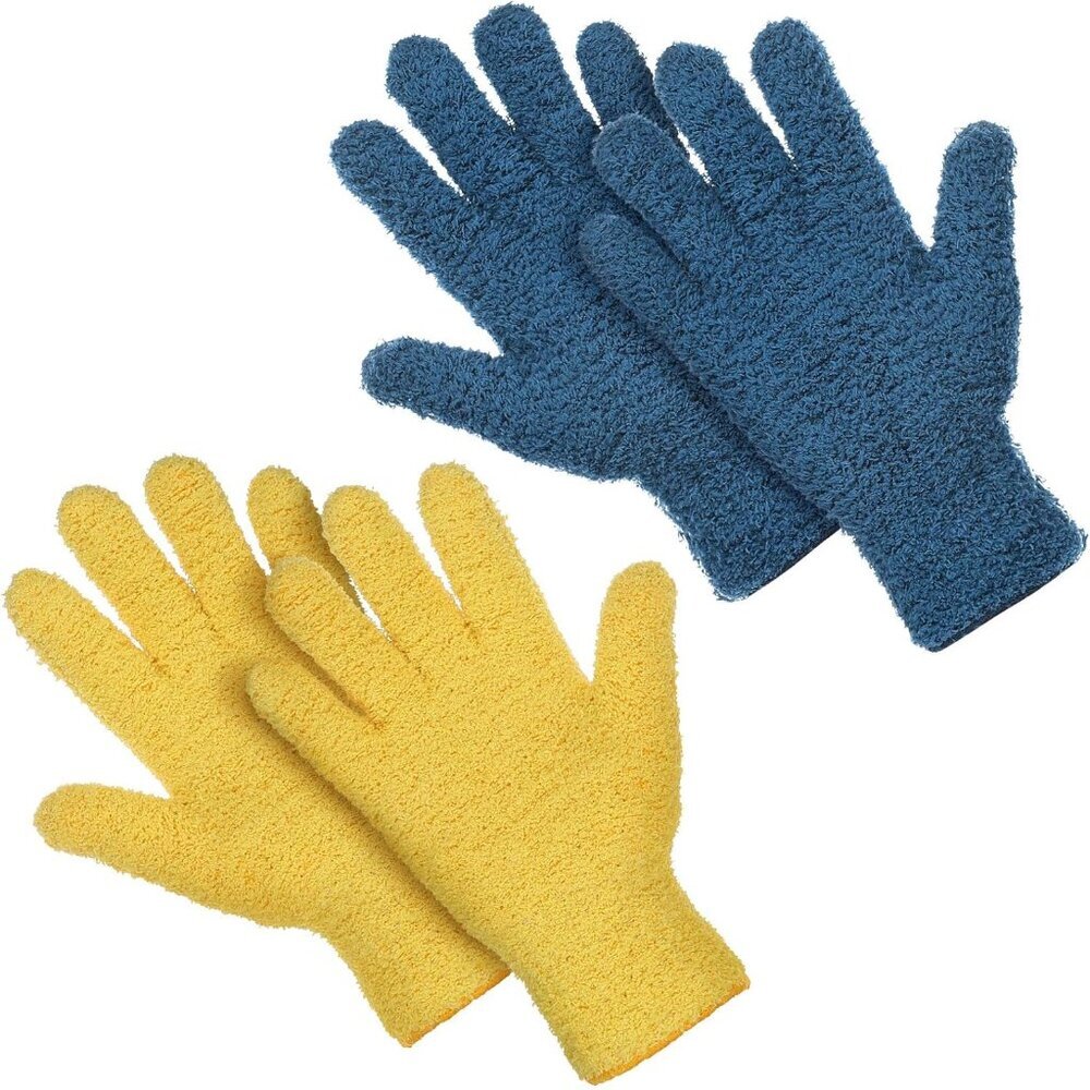 2 Pairs Microfiber Gloves for plants Dusting Cleaning Glove Mittens House Cars B
